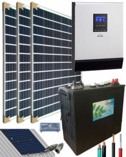 Kit Solar Fotovoltaico Aislada 1000W 12V 3000Whdia-Energía Solar