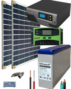 Kit Panel Solar 300W 12V 500Whdia con Batería de Gel